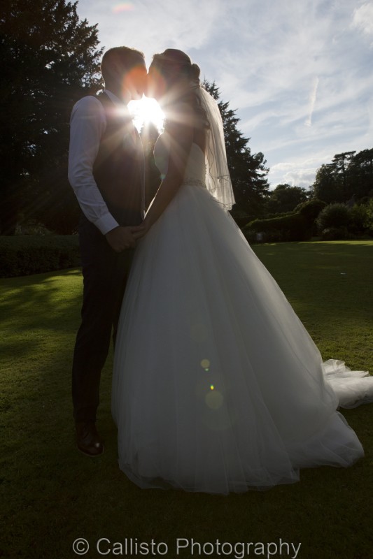 bride and groom sunburst