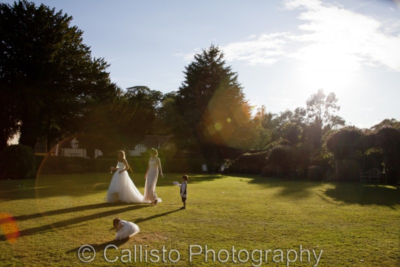 bride in sunset garden shot