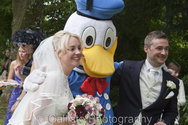donald duck with bride and groom