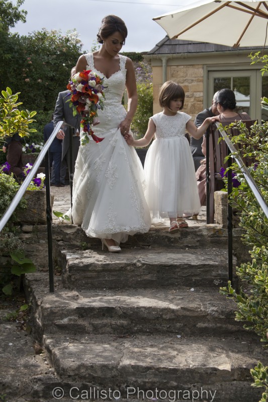 bride on steps