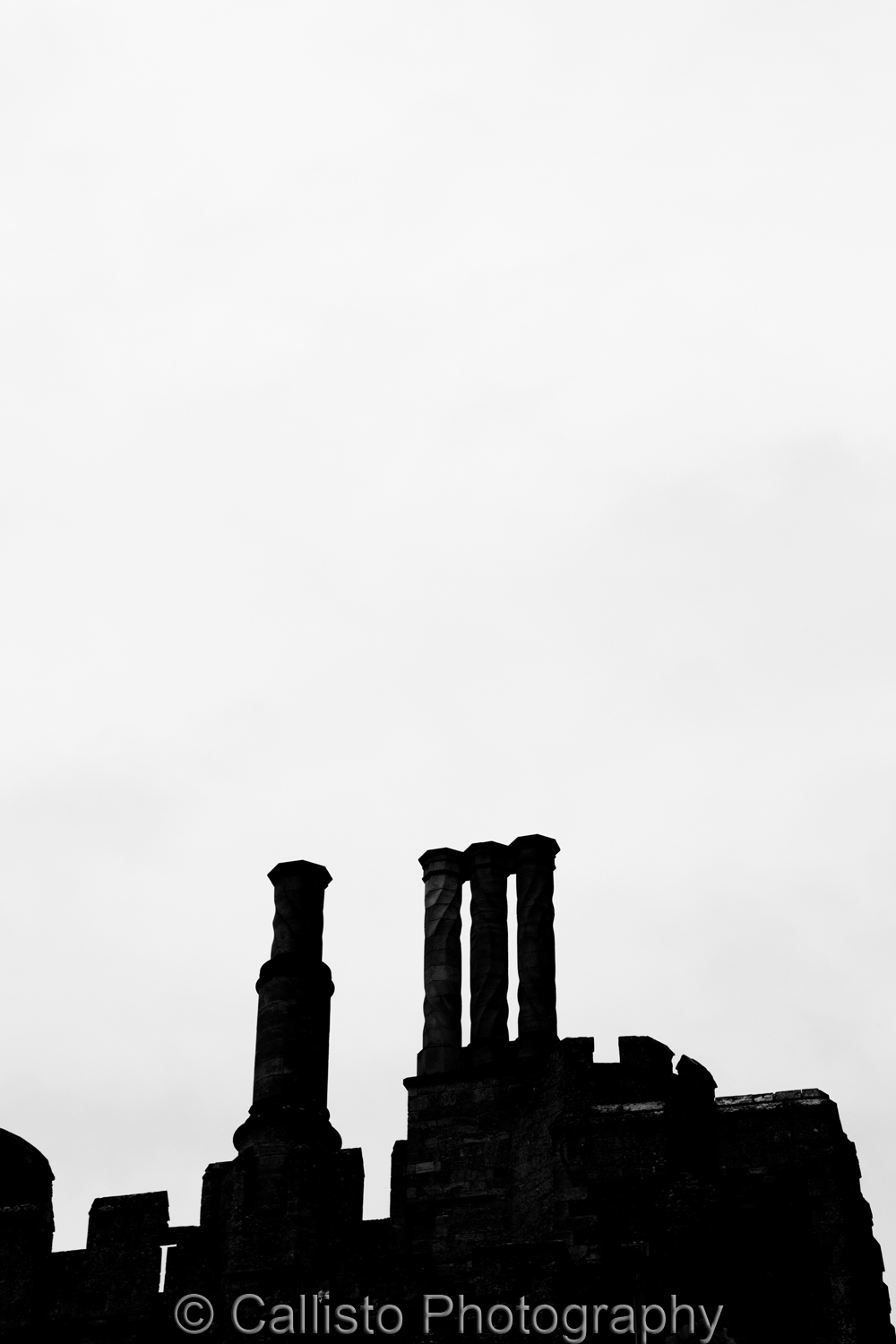 Silhouette of Berkeley Castle chimneys