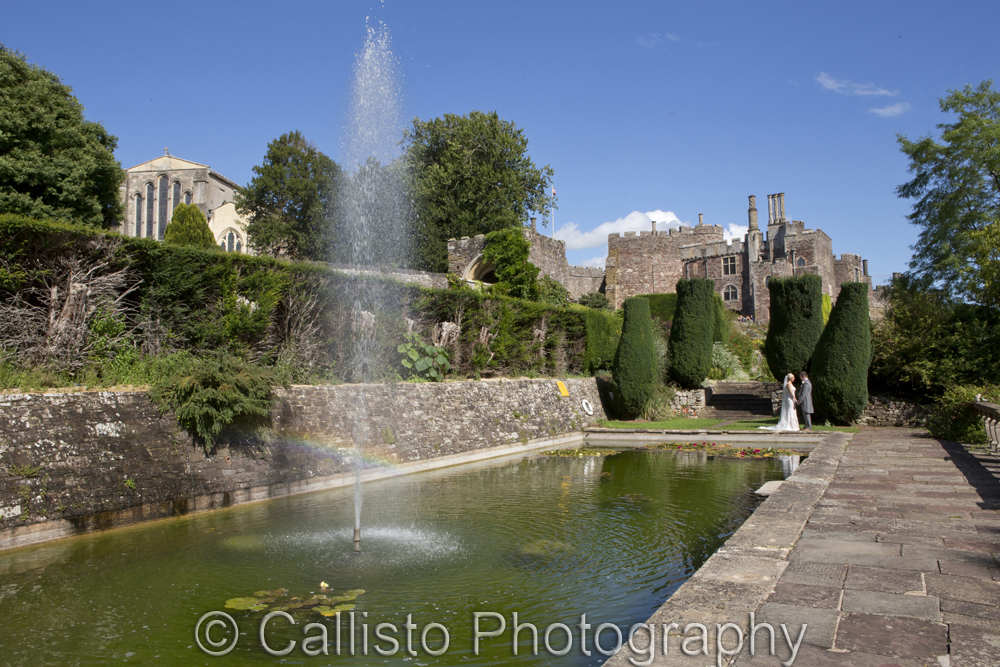 Lily pond and fountain at Berkeley Castle Wedding